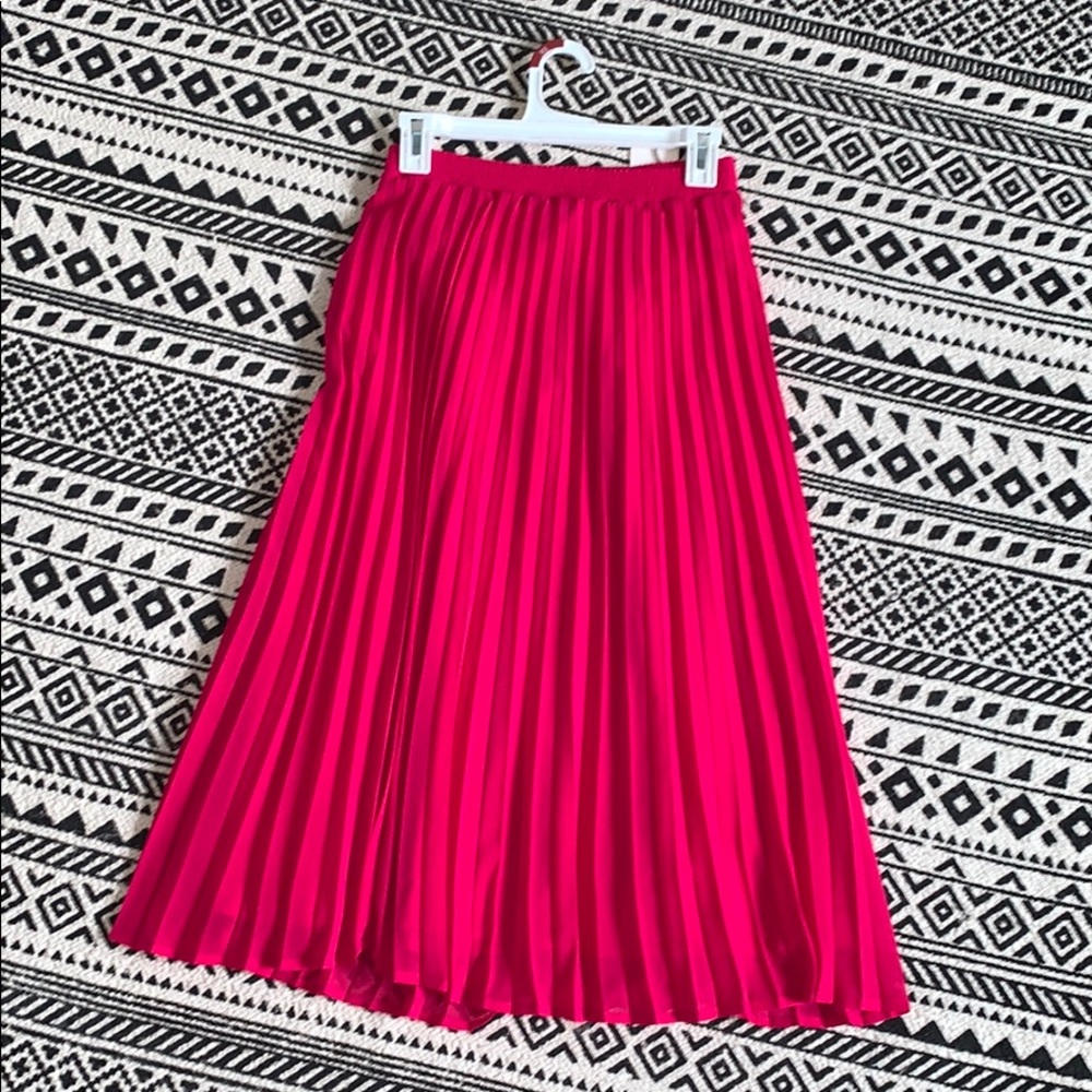 hot pink midi skirt